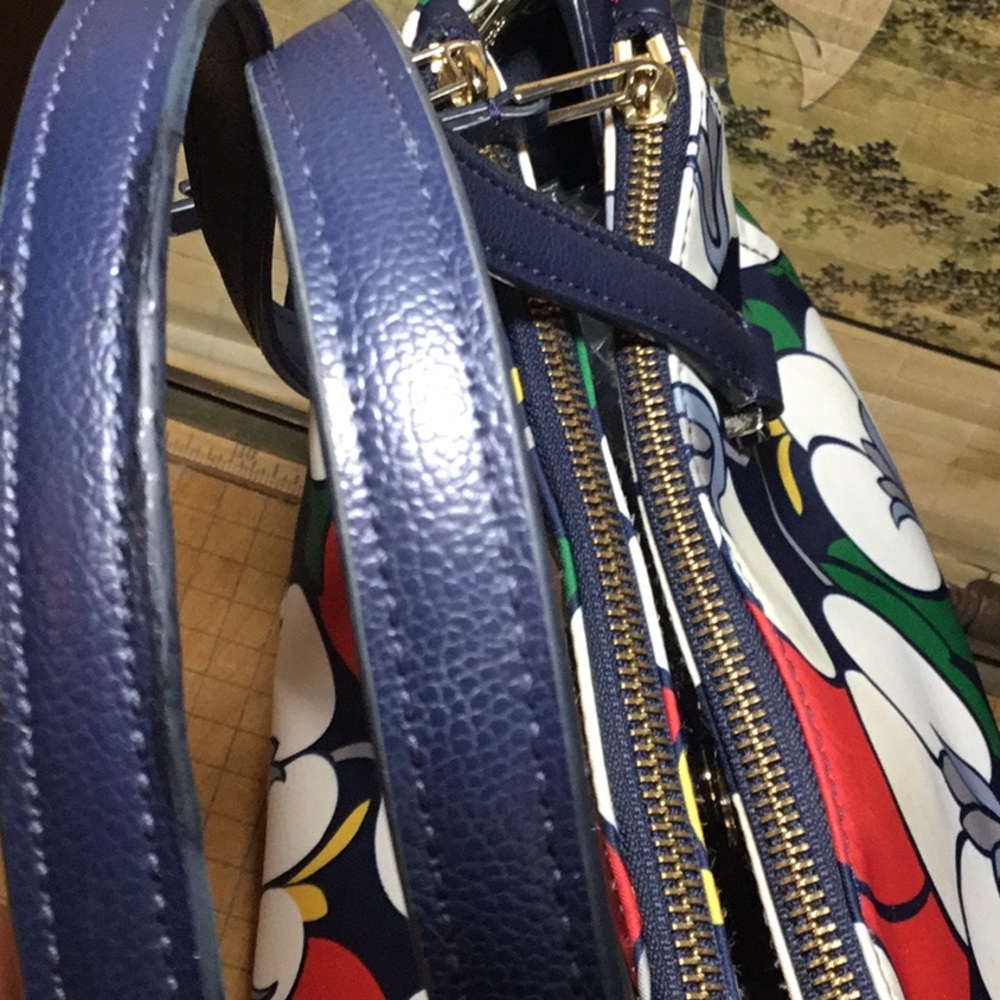 kate spade Breezy Floral Bag Navy White Red Satin Fabric Adjustable Strap - Picture 11 of 17